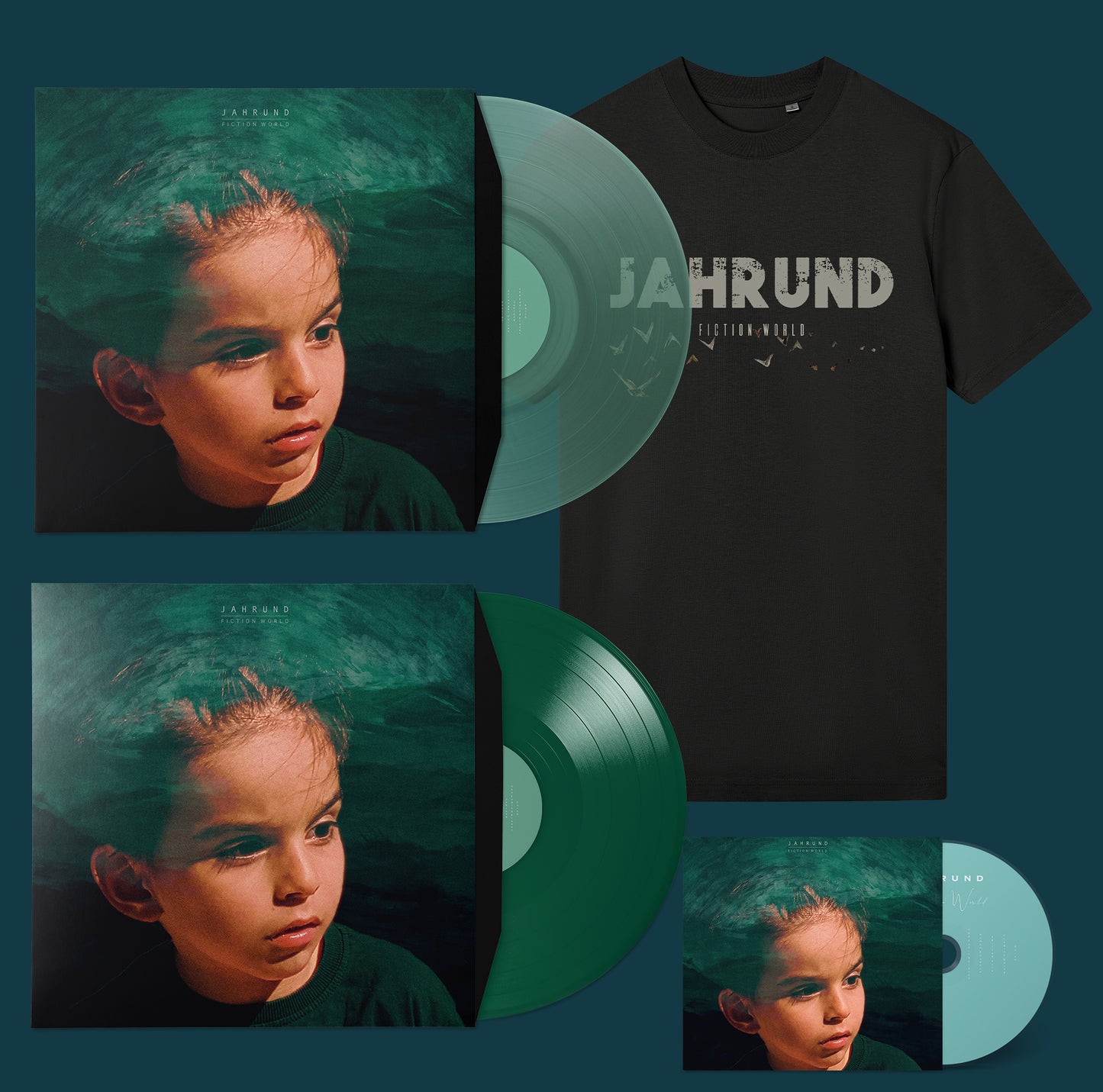 Fiction World - Deluxe bundle: Milky Mint LP + Deep Green LP + T-Shirt+ CD